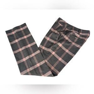 High-Rise Plaid Trousers in Charcoal and Pink